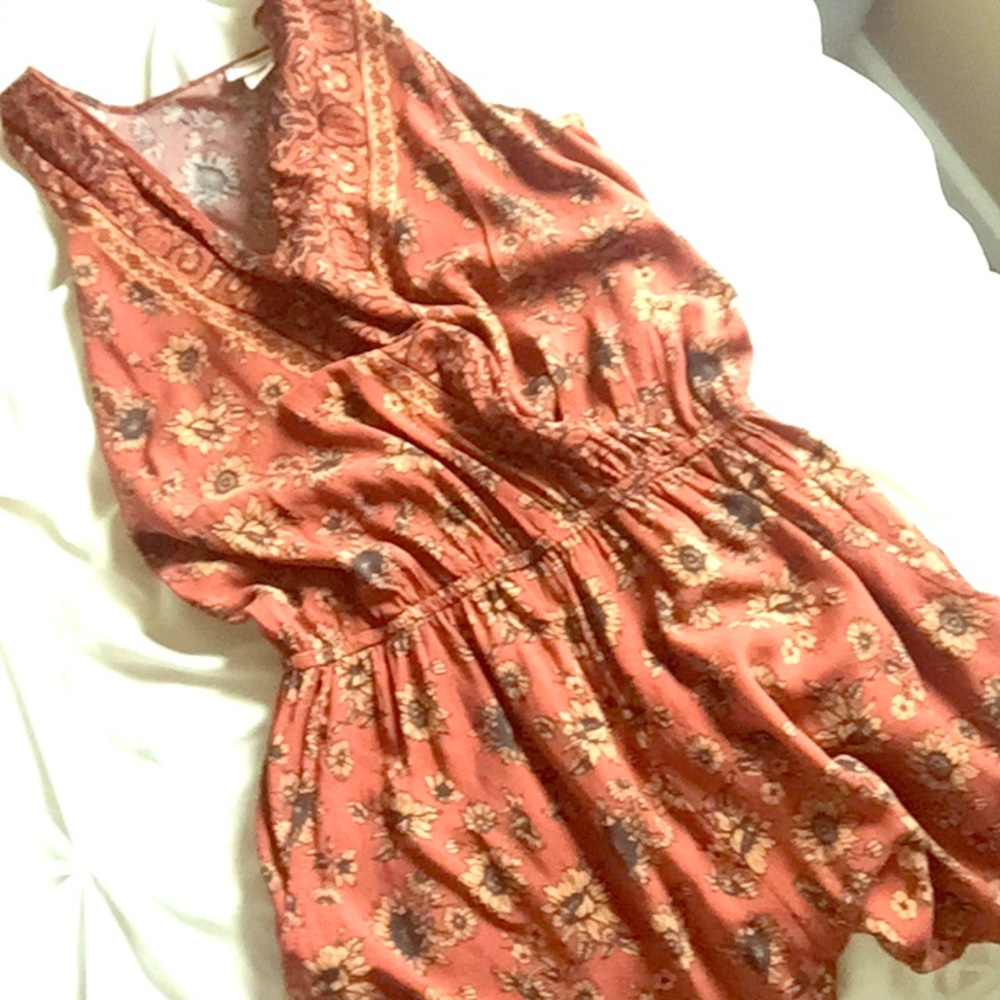 Burnt Orange Sunflower Romper